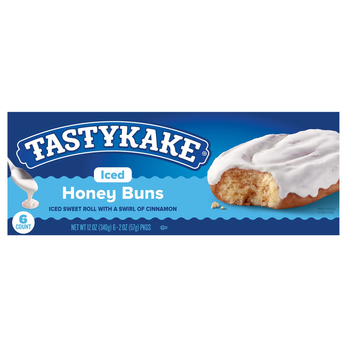 slide 1 of 14, Tastykake Iced Honey Buns, Individually Wrapped Iced Pastry Snacks, 6 Count, 6 ct