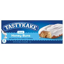 Tastykake Iced Honey Buns, Individually Wrapped Iced Pastry Snacks, 6 Count