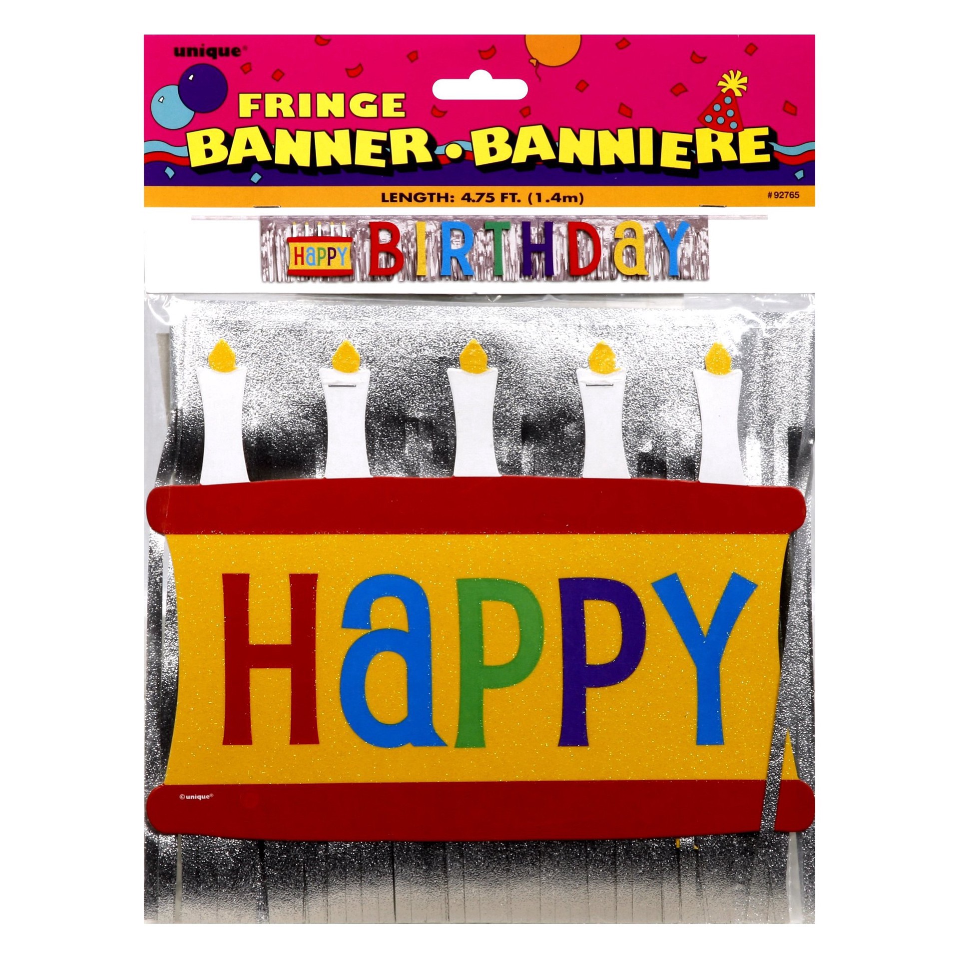 slide 1 of 1, unique Fringe Happy Birthday Banner, 4.75 ft