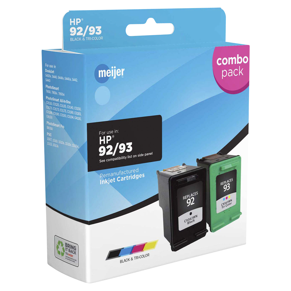 slide 1 of 1, Meijer Brand Remanufactured Ink Cartridge, replacement for HP 92/HP 93, 1 ct