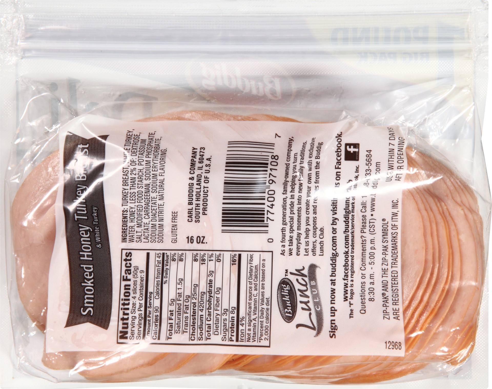 slide 2 of 6, Buddig Premium Deli Honey Turkey Breast 16 oz. Pack, 16 oz