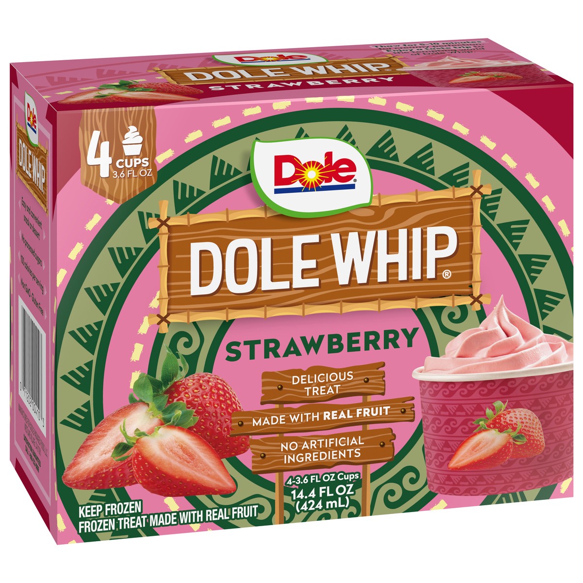 slide 2 of 9, Dole Whip Strawberry Frozen Treat 4 - 3.6 fl oz Cups, 1 ct