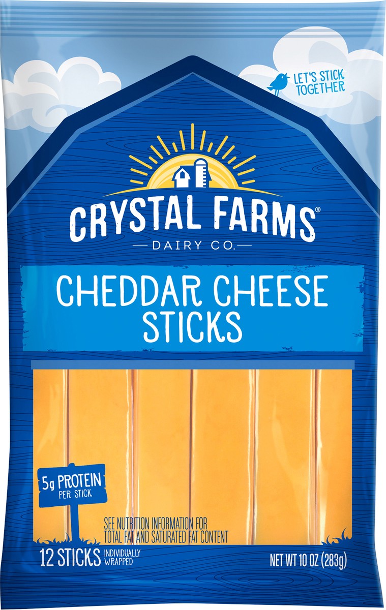 slide 1 of 1, Crystal Farms Individual Wrap Cheddar Stick, 10 oz