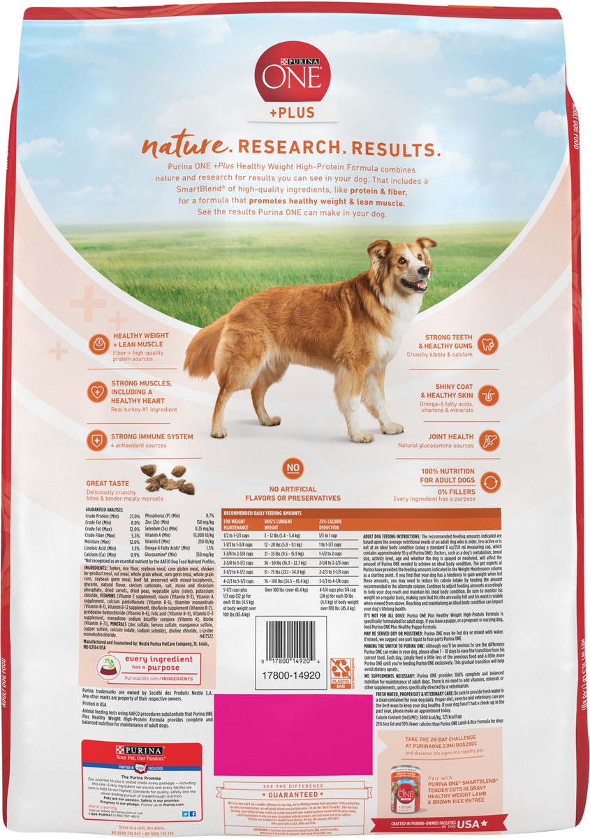 slide 6 of 9, ONE Purina ONE Plus Healthy Weight High-Protein Dog Food Dry Formula, 16.5 lb