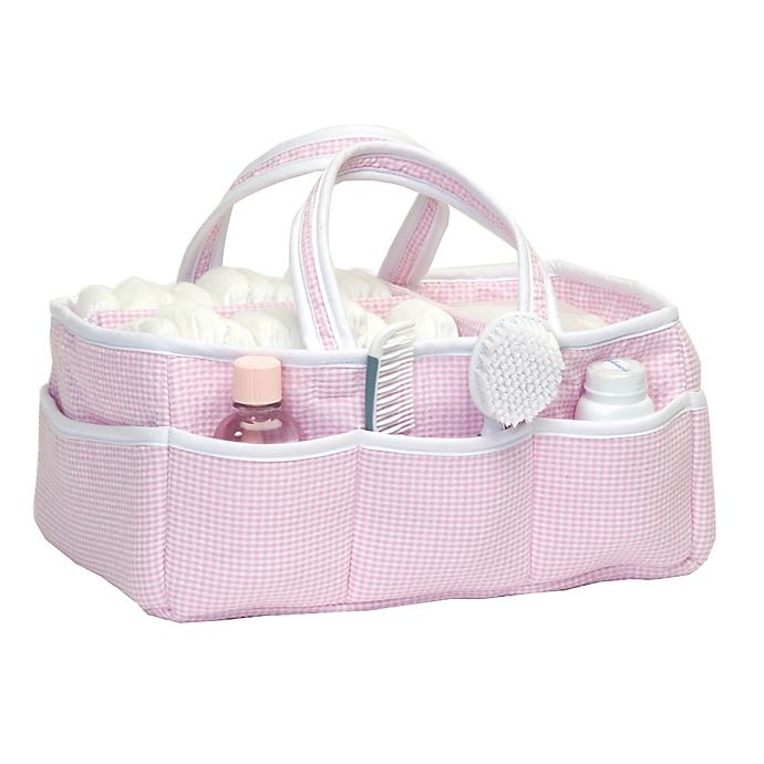 slide 2 of 2, Trend Lab Diaper Caddy - Pink Gingham Seersucker, 1 ct