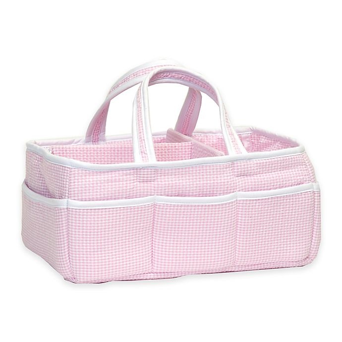 slide 1 of 2, Trend Lab Diaper Caddy - Pink Gingham Seersucker, 1 ct