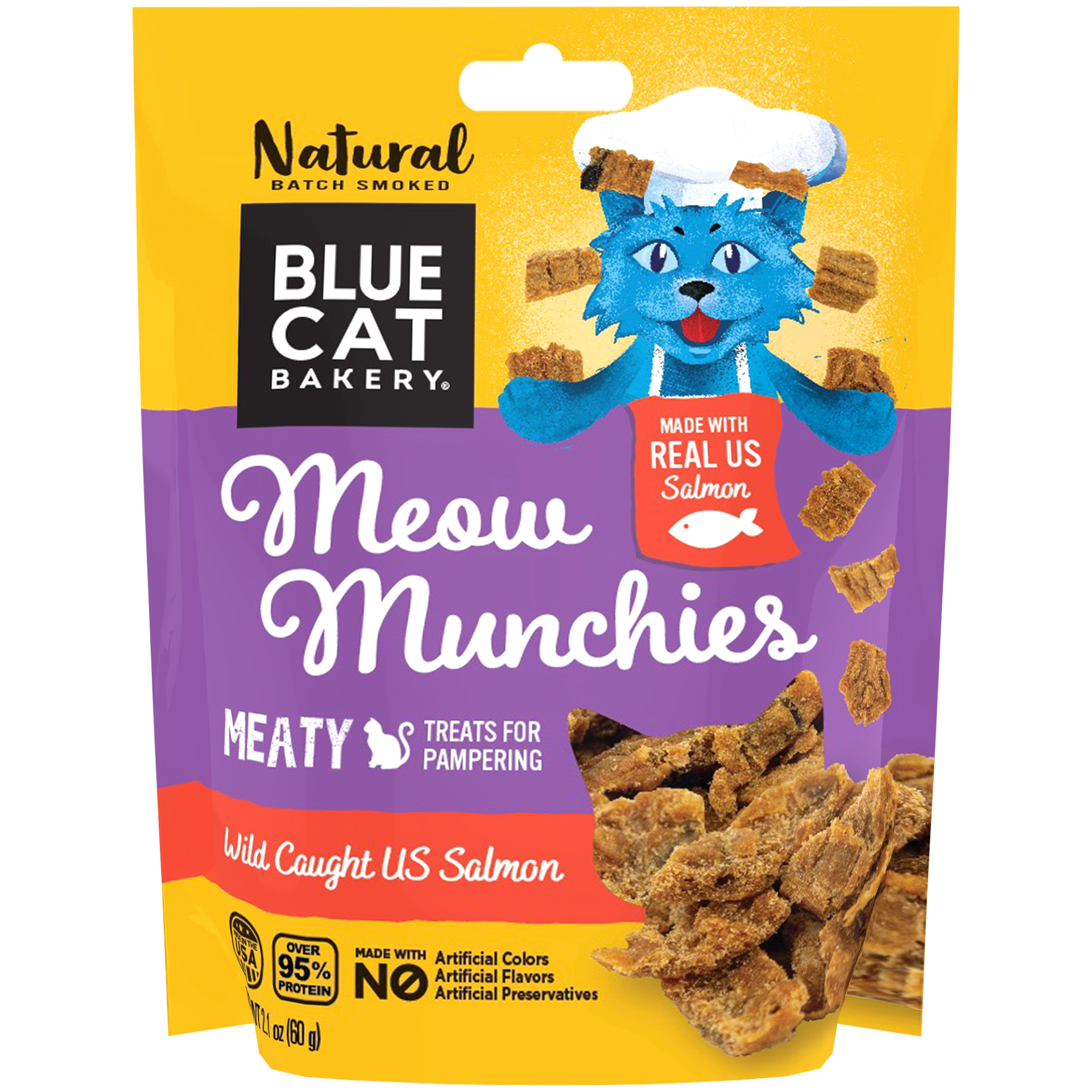 slide 1 of 1, Blue Dog Bakery Meow Munchies Purrfect Protein Salmon Treats for Cats 2.1 oz, 2.1 oz