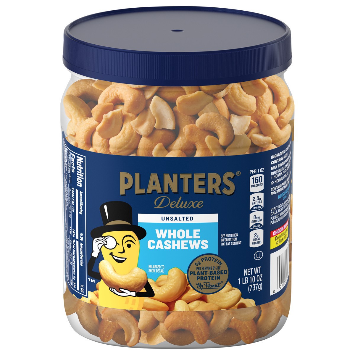 slide 1 of 13, Planters Unsalted Premium Cashews, 1.63 lb Container, 