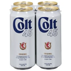 Colt 45 Malt Liquor Colt 45 Original, 4 Pack, 16 fl oz Aluminum Cans, 5.6% ABV, Domestic Lager