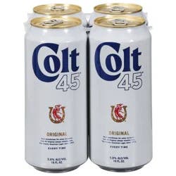 Colt 45 Malt Liquor Colt 45 Original, 4 Pack, 16 fl oz Aluminum Cans, 5.6% ABV, Domestic Lager