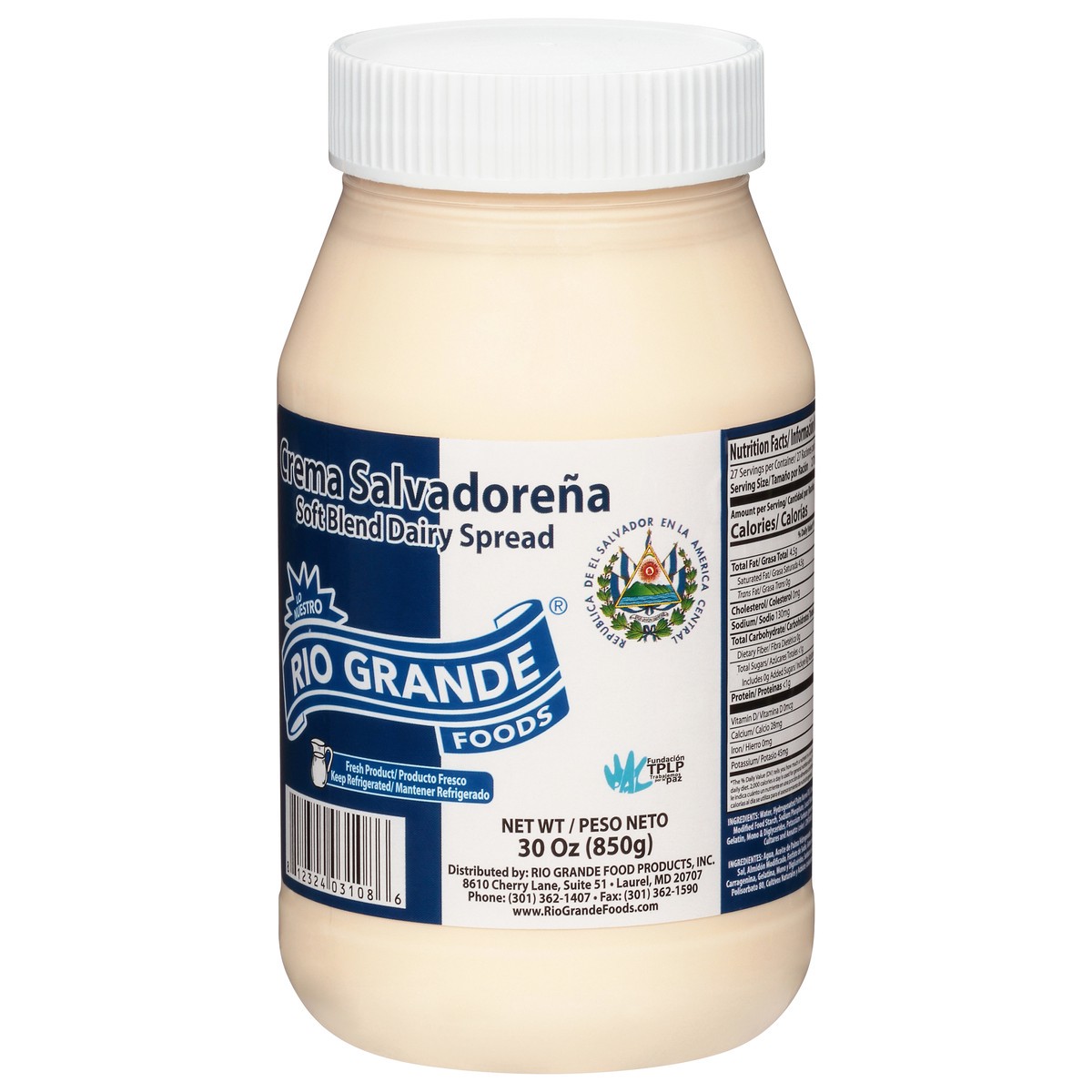 slide 13 of 13, Rio Grande Crema Salvadorena Soft Blend Dairy Spread 30 oz, 30 oz