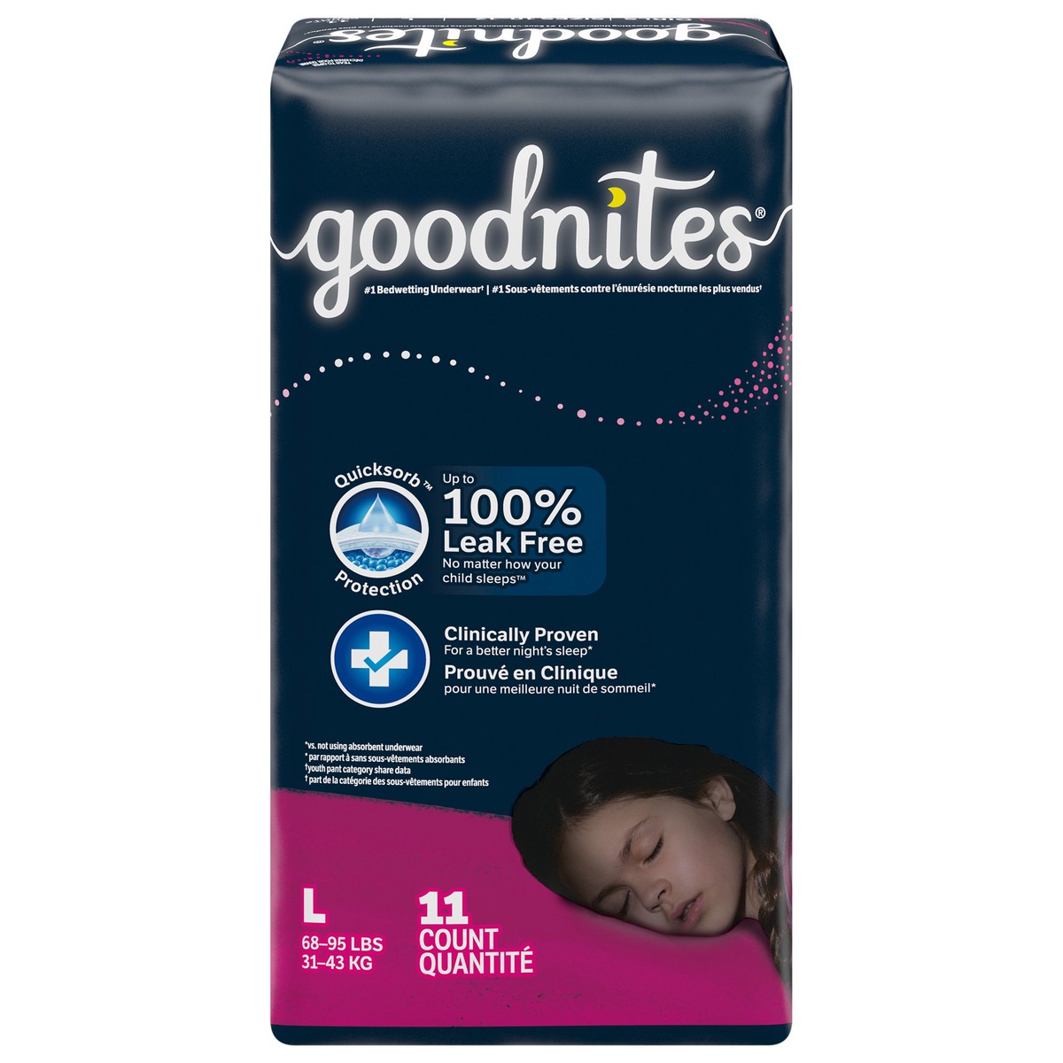 slide 1 of 5, Goodnites Girls' Nighttime Bedwetting Underwear, Size Large (68-95 lbs), 11 Ct, 11 ct