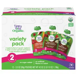 Tippy Toes Organic 2 (6 Months & Up) Assorted Baby Food Variety Pack - 12 ea