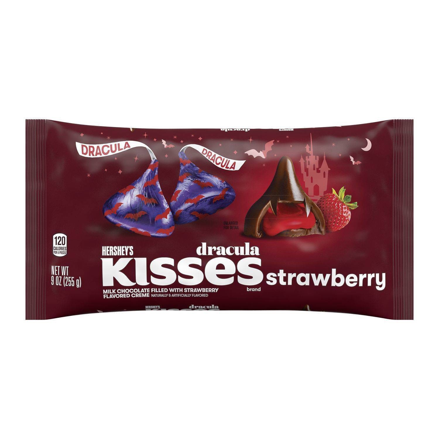 slide 1 of 5, Hershey's Vampire Kisses Milk Chocolate Filled with Strawberry Flavored Creme Halloween Candy, 9 oz