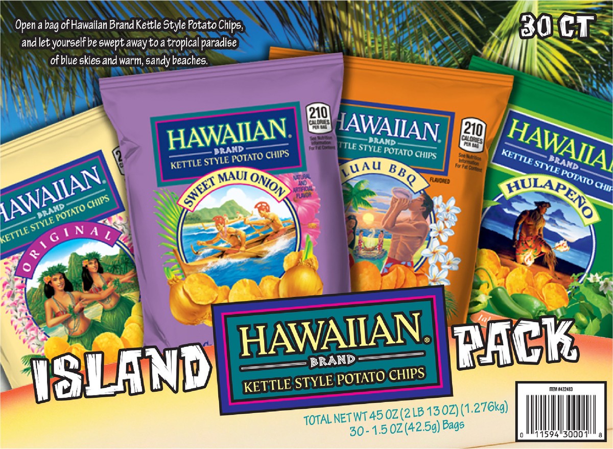 slide 3 of 7, Hawaiian 1.5 oz Hawaiian Kettle Chip Variety Pack - 30 count, 30 ct