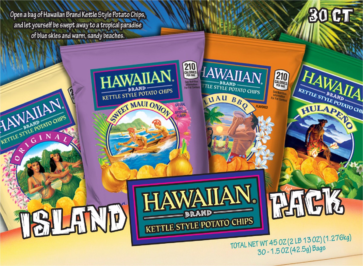 slide 7 of 7, Hawaiian 1.5 oz Hawaiian Kettle Chip Variety Pack - 30 count, 30 ct