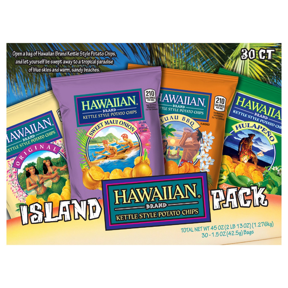 slide 1 of 7, Hawaiian 1.5 oz Hawaiian Kettle Chip Variety Pack - 30 count, 30 ct