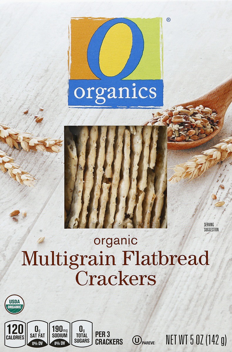 slide 2 of 4, O Organics Crackers, Flatbread, Organic, Multigrain, 5 oz