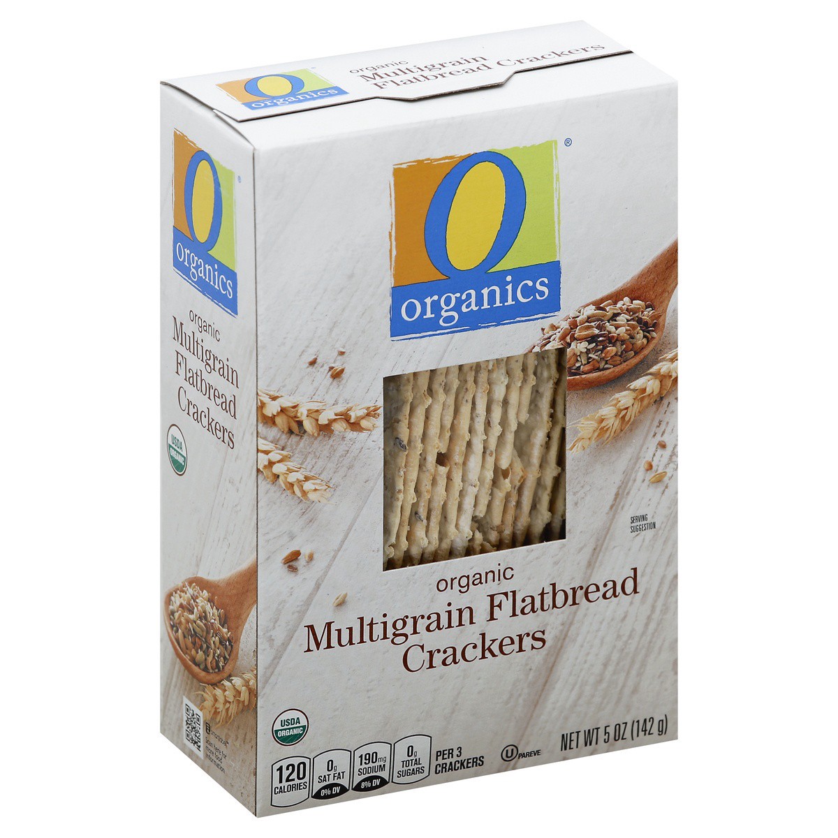 slide 1 of 4, O Organics Crackers, Flatbread, Organic, Multigrain, 5 oz