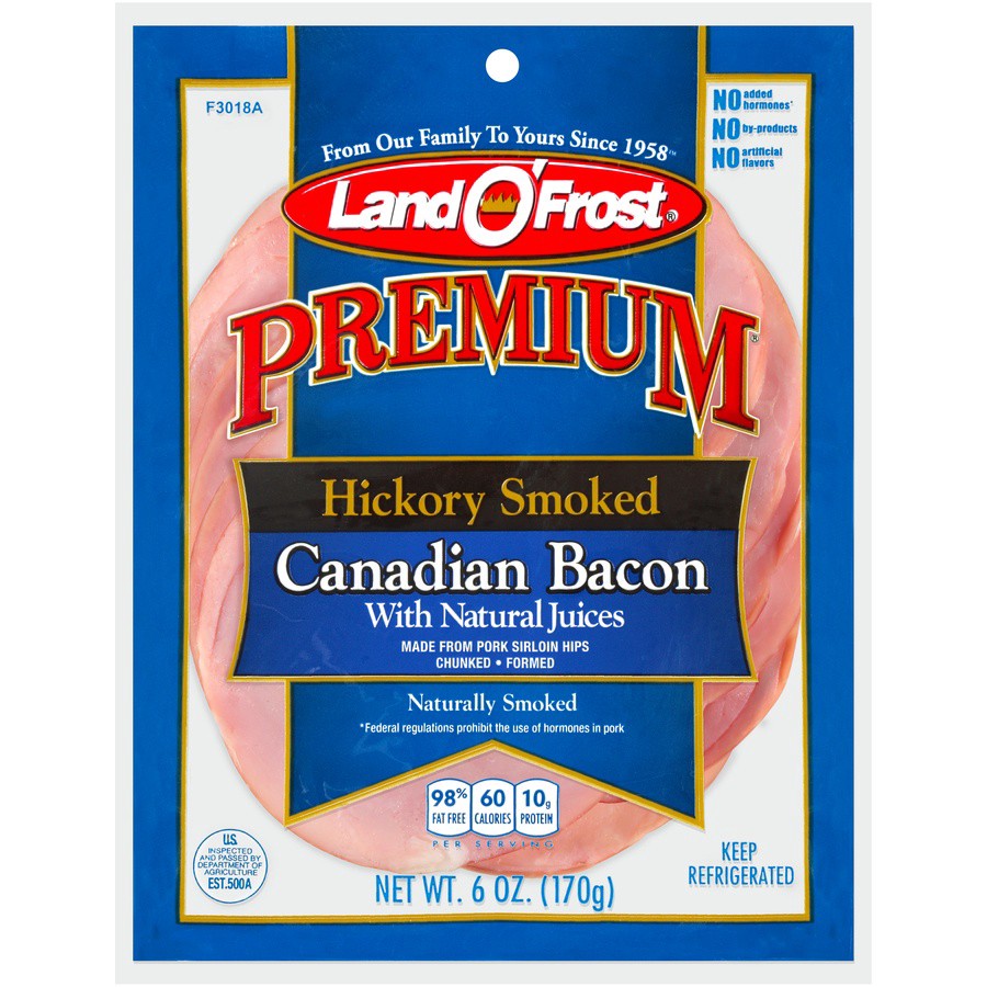 slide 1 of 6, Land O' Frost Canadian Natural Hickory Smoked Bacon 6 oz, 6 oz