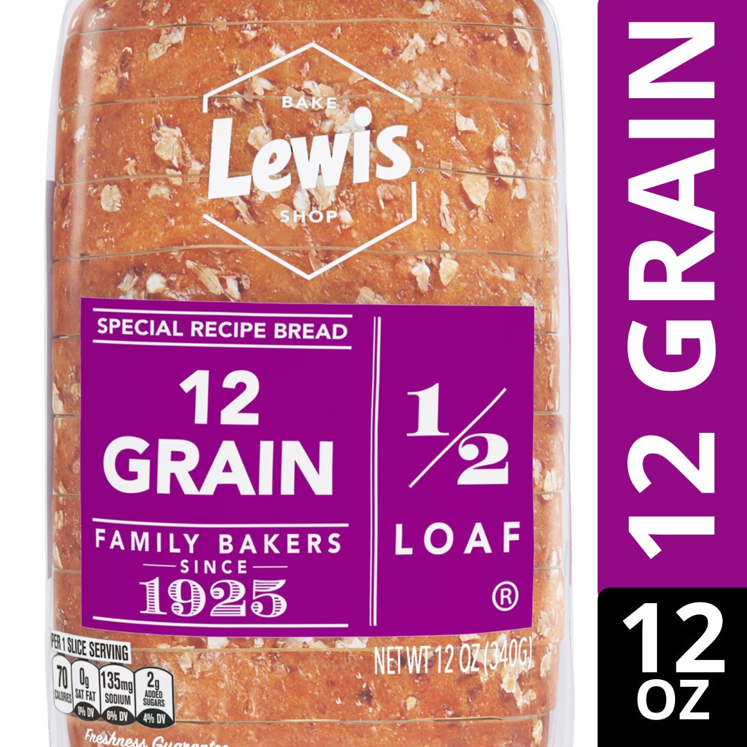 slide 1 of 9, Lewis Bakeries 12 Grain Half Loaf Bread, 1/2 Loaf, 12 oz, 12 oz