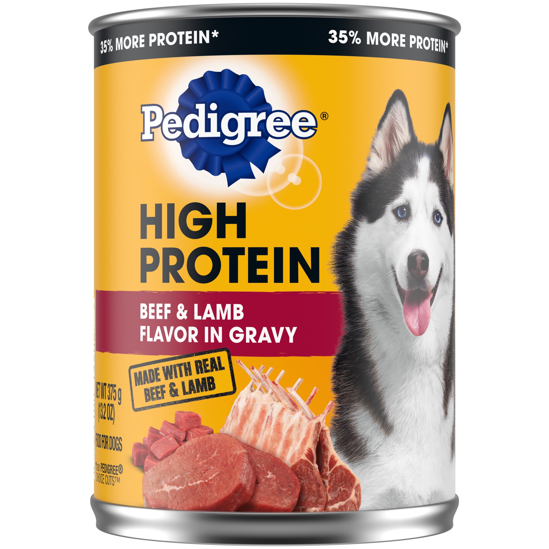 slide 1 of 1, PEDIGREE High Protein Adult Canned Wet Dog Food, Beef & Lamb Flavor in Gravy, (12, 13.2 oz