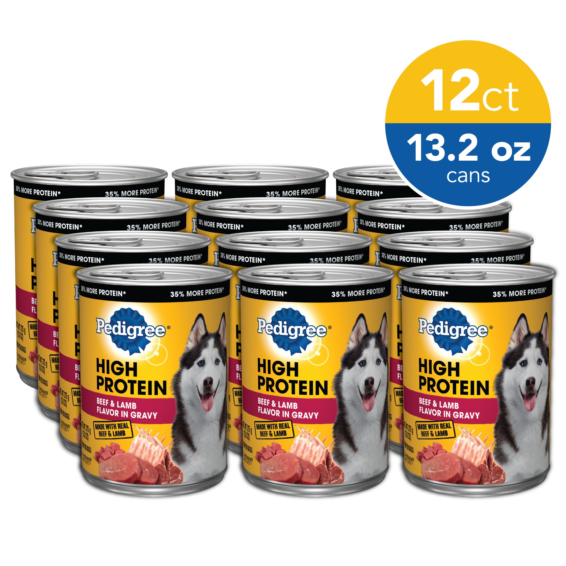 PEDIGREE High Protein Adult Canned Wet Dog Food, Beef & Lamb Flavor in Gravy 13.2 oz Shipt