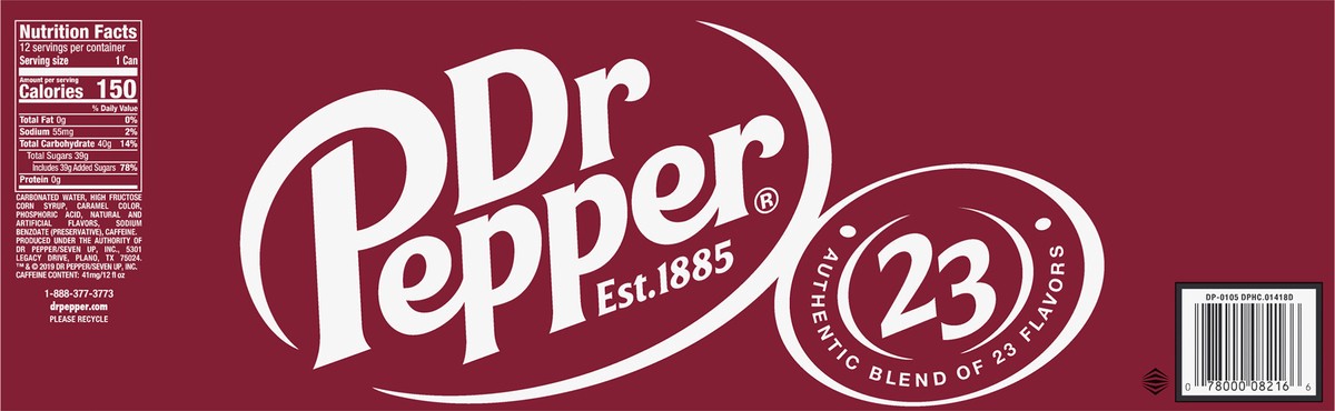 slide 6 of 7, Dr Pepper Soda - 12pk/12 fl oz Cans, 12 ct; 12 fl oz