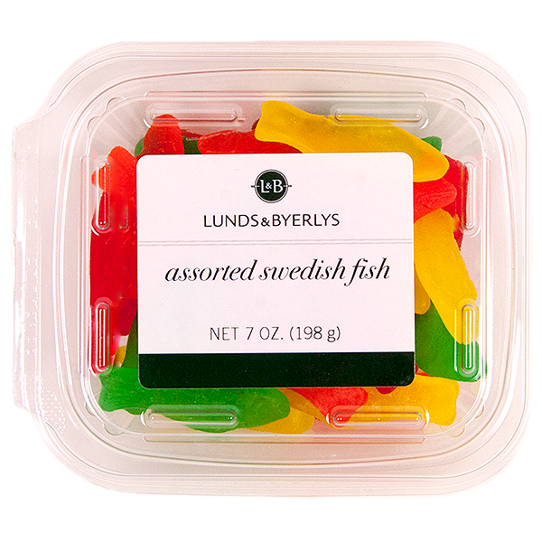 slide 1 of 1, L&B Assorted Swedish Fish Candy, 7 oz