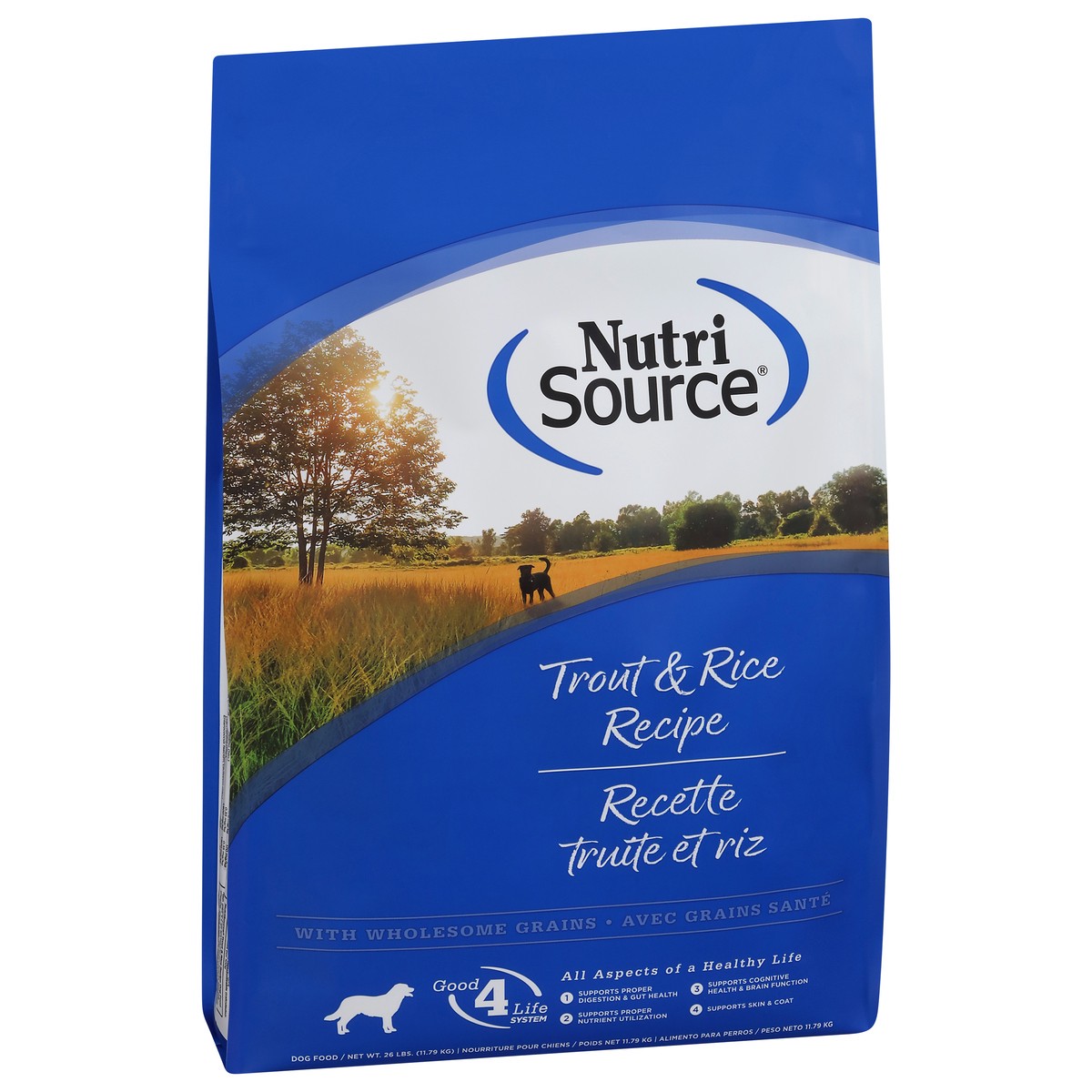 slide 7 of 15, NutriSource For All Life Stages Trout & Rice Recipe Dog Food 26 lb, 26 lb