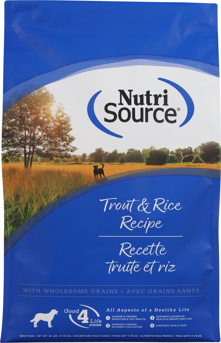 slide 3 of 15, NutriSource For All Life Stages Trout & Rice Recipe Dog Food 26 lb, 26 lb