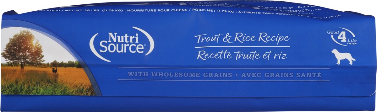 slide 5 of 15, NutriSource For All Life Stages Trout & Rice Recipe Dog Food 26 lb, 26 lb