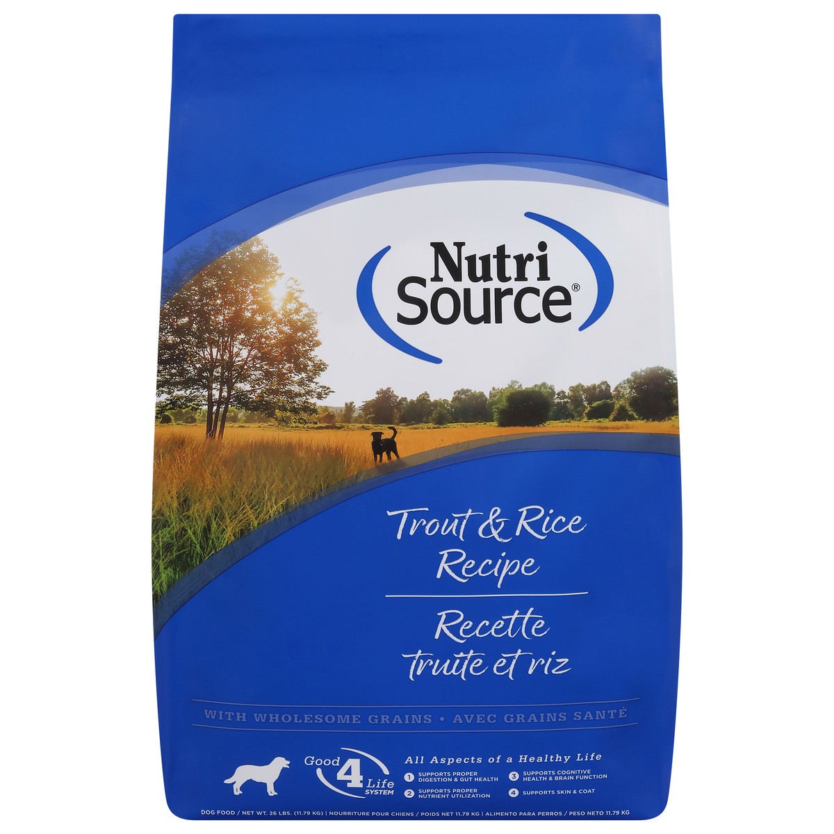 slide 15 of 15, NutriSource For All Life Stages Trout & Rice Recipe Dog Food 26 lb, 26 lb