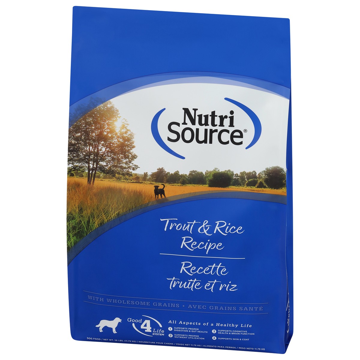 slide 6 of 15, NutriSource For All Life Stages Trout & Rice Recipe Dog Food 26 lb, 26 lb
