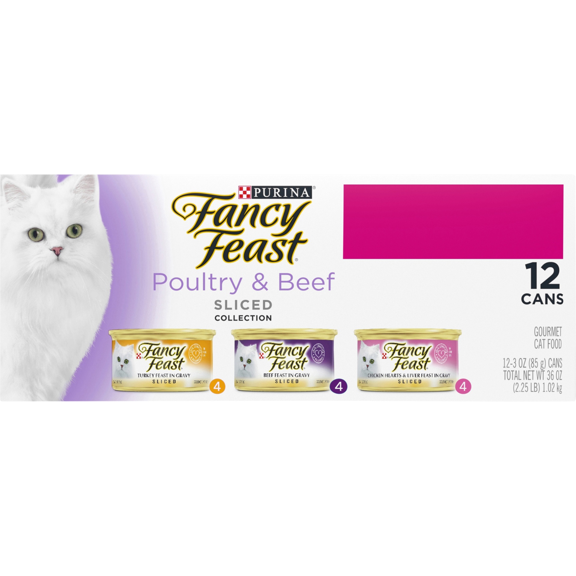 slide 6 of 9, Purina Fancy Feast Poultry & Beef Feast Variety Sliced Gourmet Cat Food - 12 CT, 12 ct; 3 oz