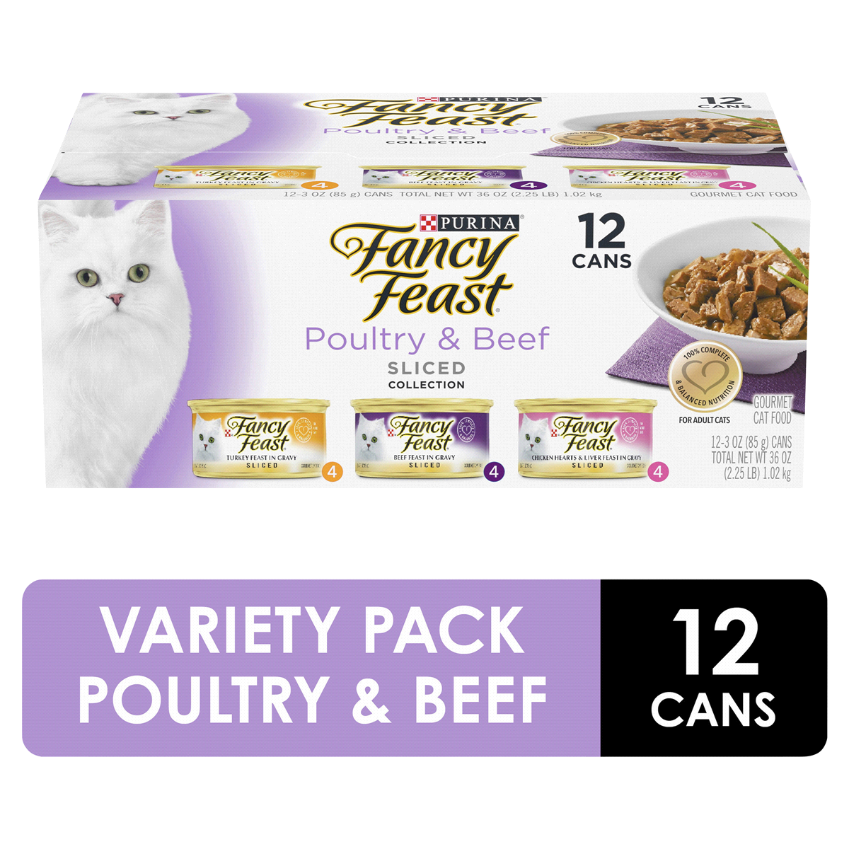 slide 1 of 9, Purina Fancy Feast Poultry & Beef Feast Variety Sliced Gourmet Cat Food - 12 CT, 12 ct; 3 oz