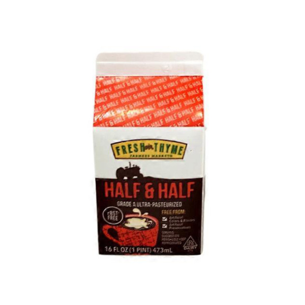 slide 1 of 1, Fresh Thyme Grade A Ultra Pasteurized Half & Half, 1 ct