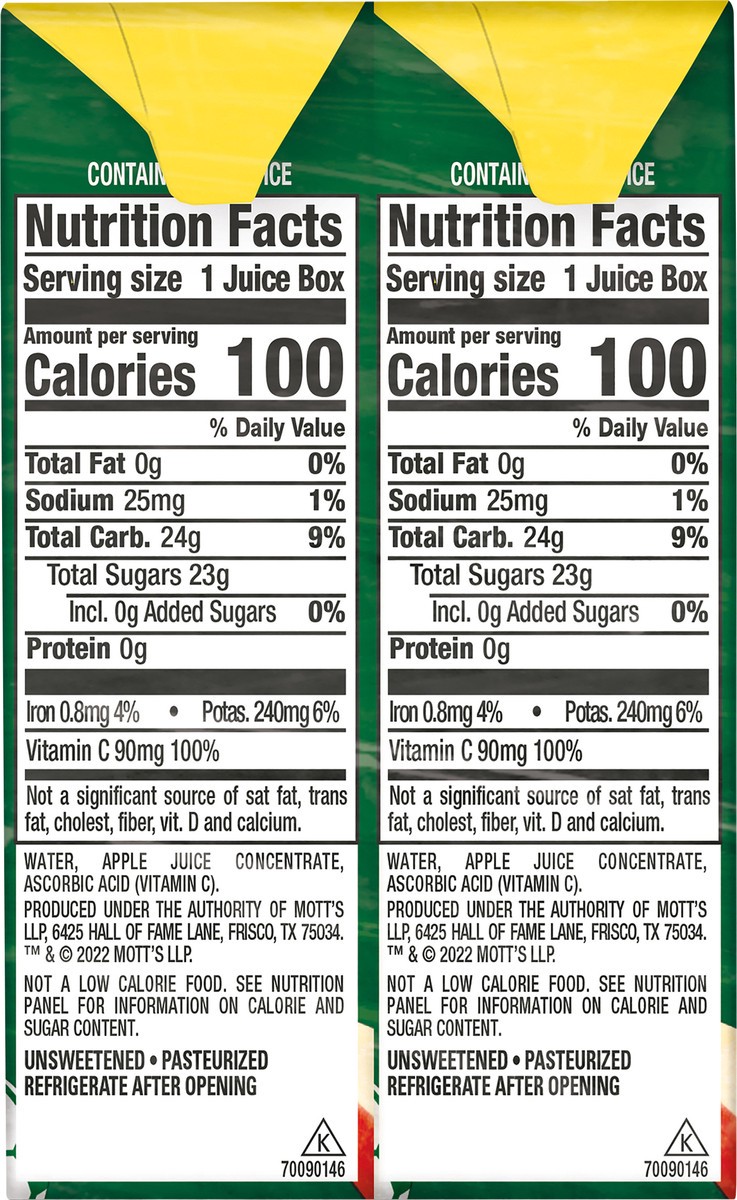 slide 4 of 7, Mott's 100% Original Apple Juice- 8 ct, 8 ct; 6.75 fl oz