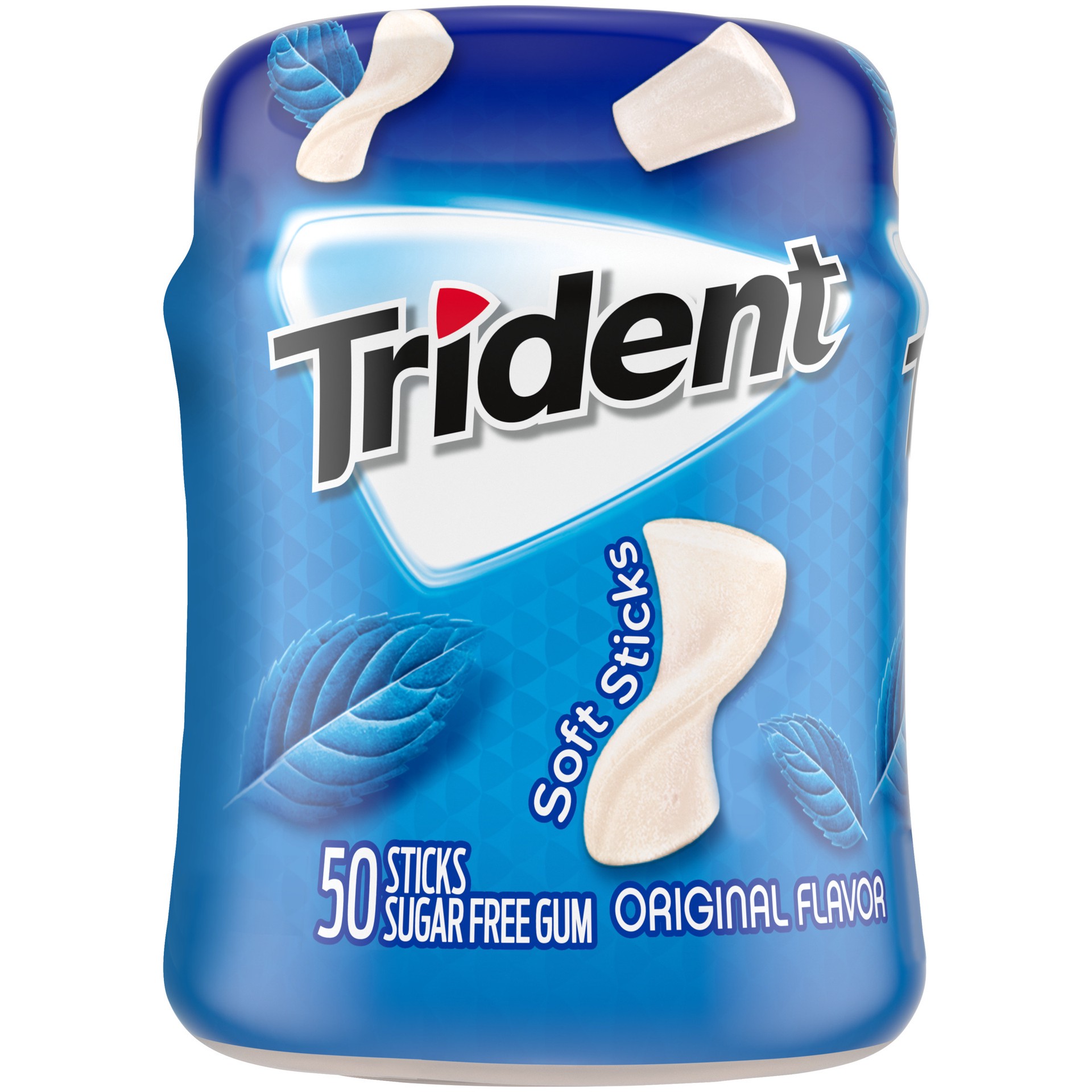 slide 1 of 9, Trident Unwrapped Original Flavor Sugar Free Gum, 50 Piece Bottle, 0.20 lb