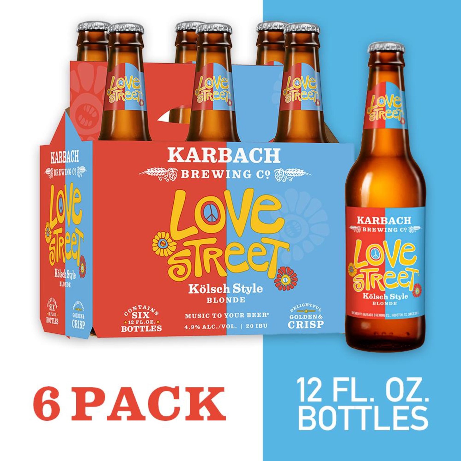 slide 6 of 7, Karbach Brewing Company Love Street Blonde Craft Beer, 6 Pack Beer, 12 FL OZ Bottles, 72 fl oz