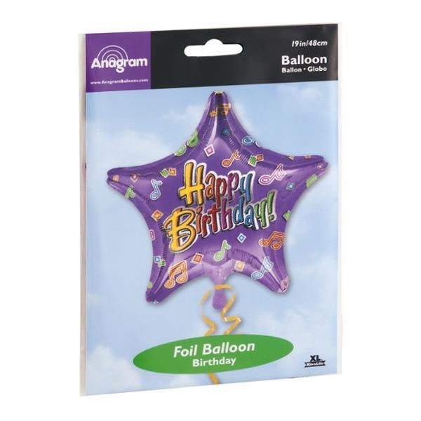 slide 1 of 1, Anagram Standard Star Happy Birthday Foil Balloon, 1 ct