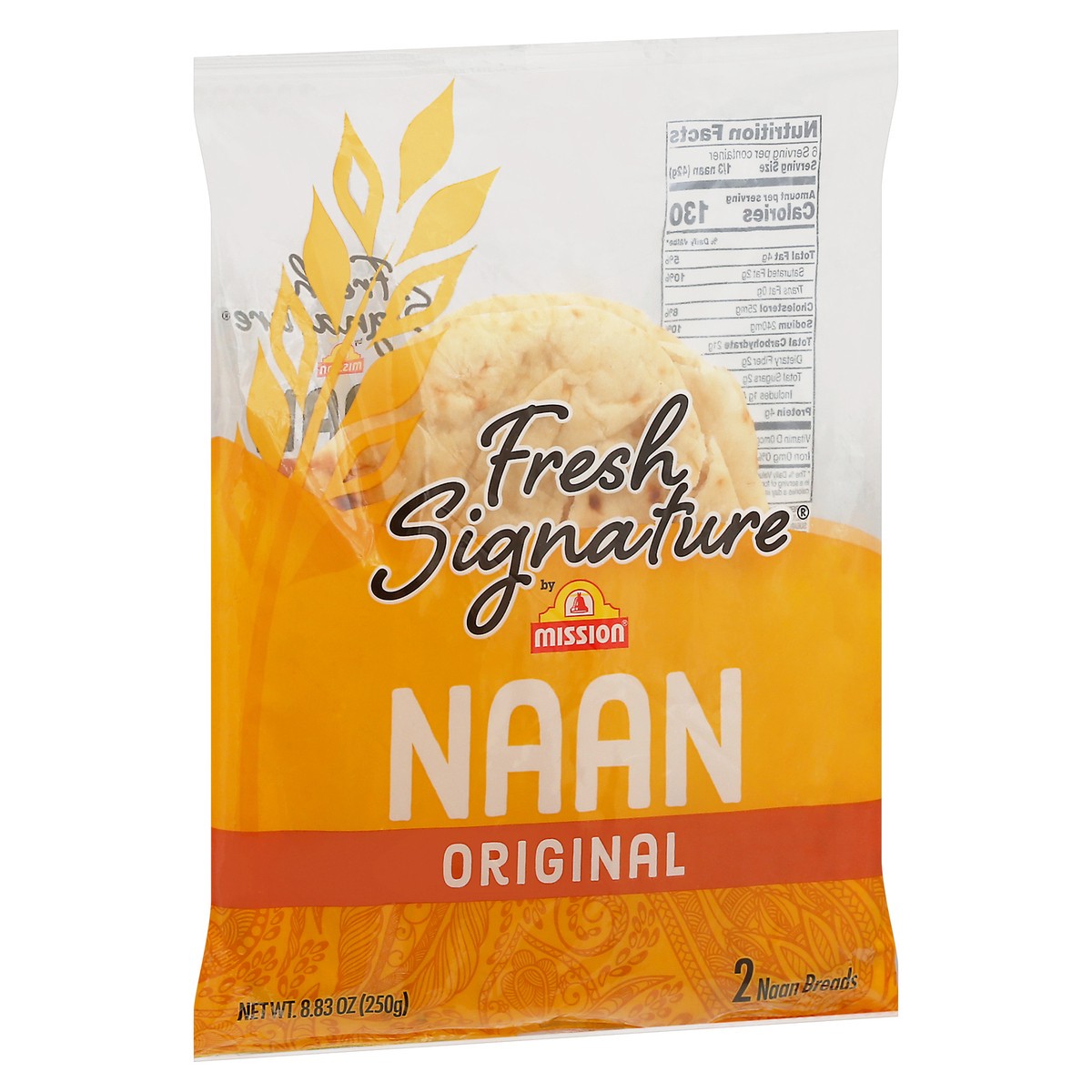 slide 2 of 9, Mission Fresh Signature Original Naan Bread 2 ea Bag, 2 ct