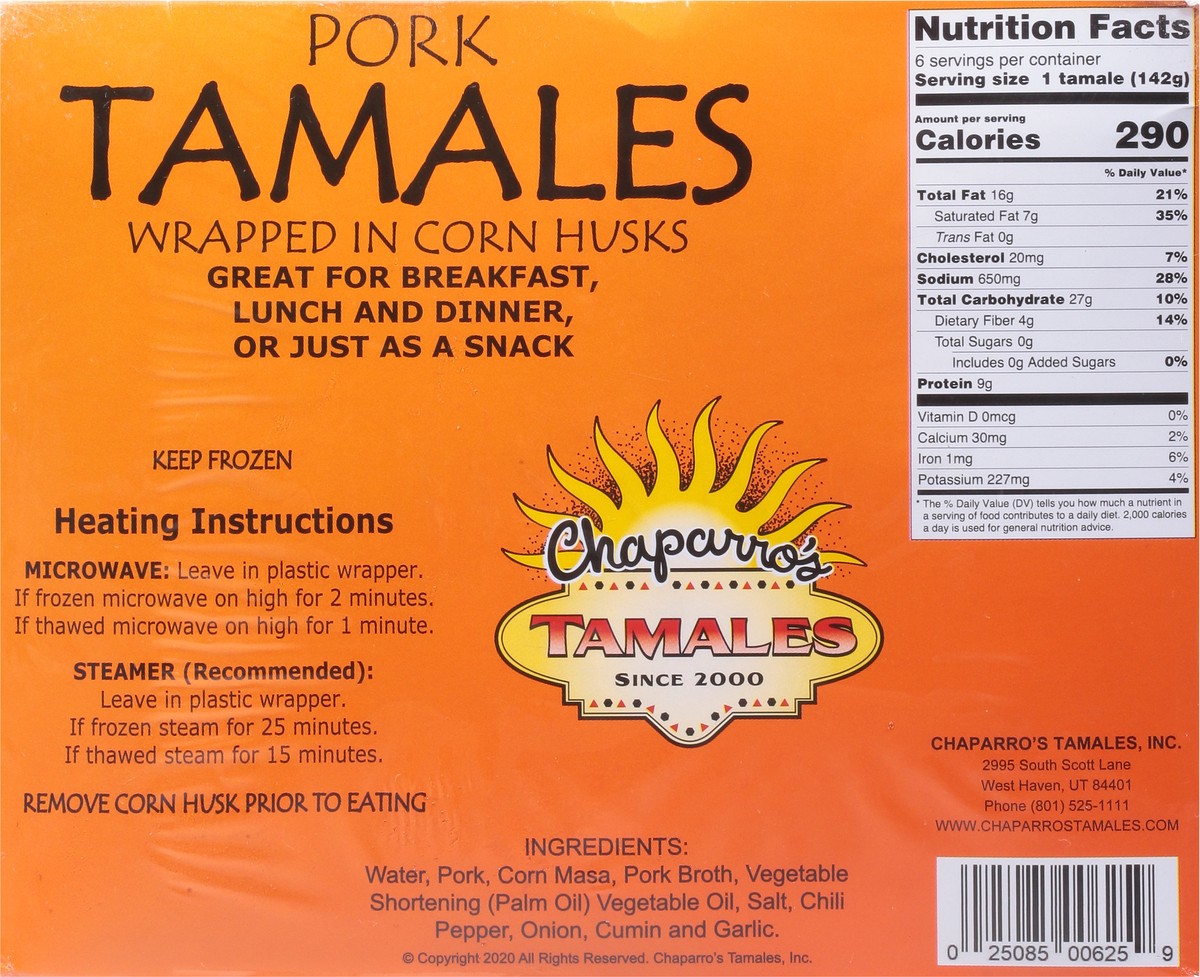 slide 6 of 9, Chaparros Tamales Home Style Pork Tamales 6 ea, 6 ct