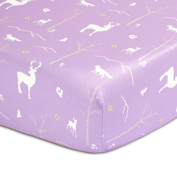 slide 1 of 1, The Peanutshell The Peanut Shell Woodland Fitted Crib Sheet - Purple, 1 ct