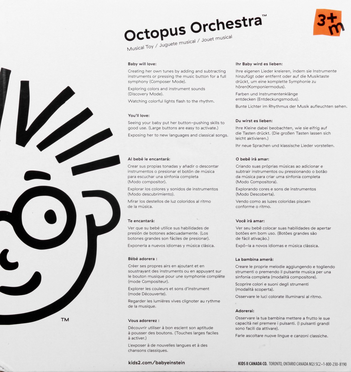 slide 2 of 11, Baby Einstein Octopus Orchestra 3+ Months Musical Toy 1 ea, 1 ea
