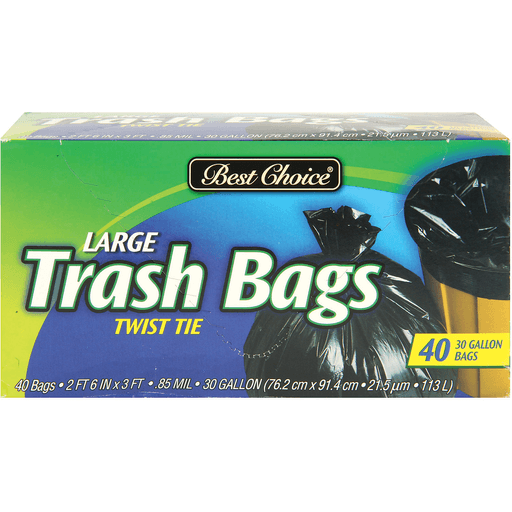 slide 1 of 1, Best Choice Flap Tie Trash Bag 30 Gallon, 40 ct