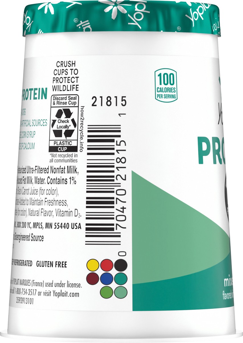 slide 4 of 12, Yoplait Protein Yogurt Cultured Dairy Snack Cup, Mixed Berry Flavored, Gluten Free Protein Snacks, 5.6 oz, 5.6 oz
