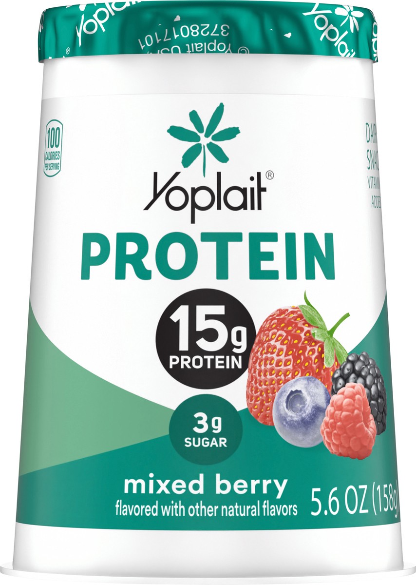 slide 5 of 12, Yoplait Protein Yogurt Cultured Dairy Snack Cup, Mixed Berry Flavored, Gluten Free Protein Snacks, 5.6 oz, 5.6 oz