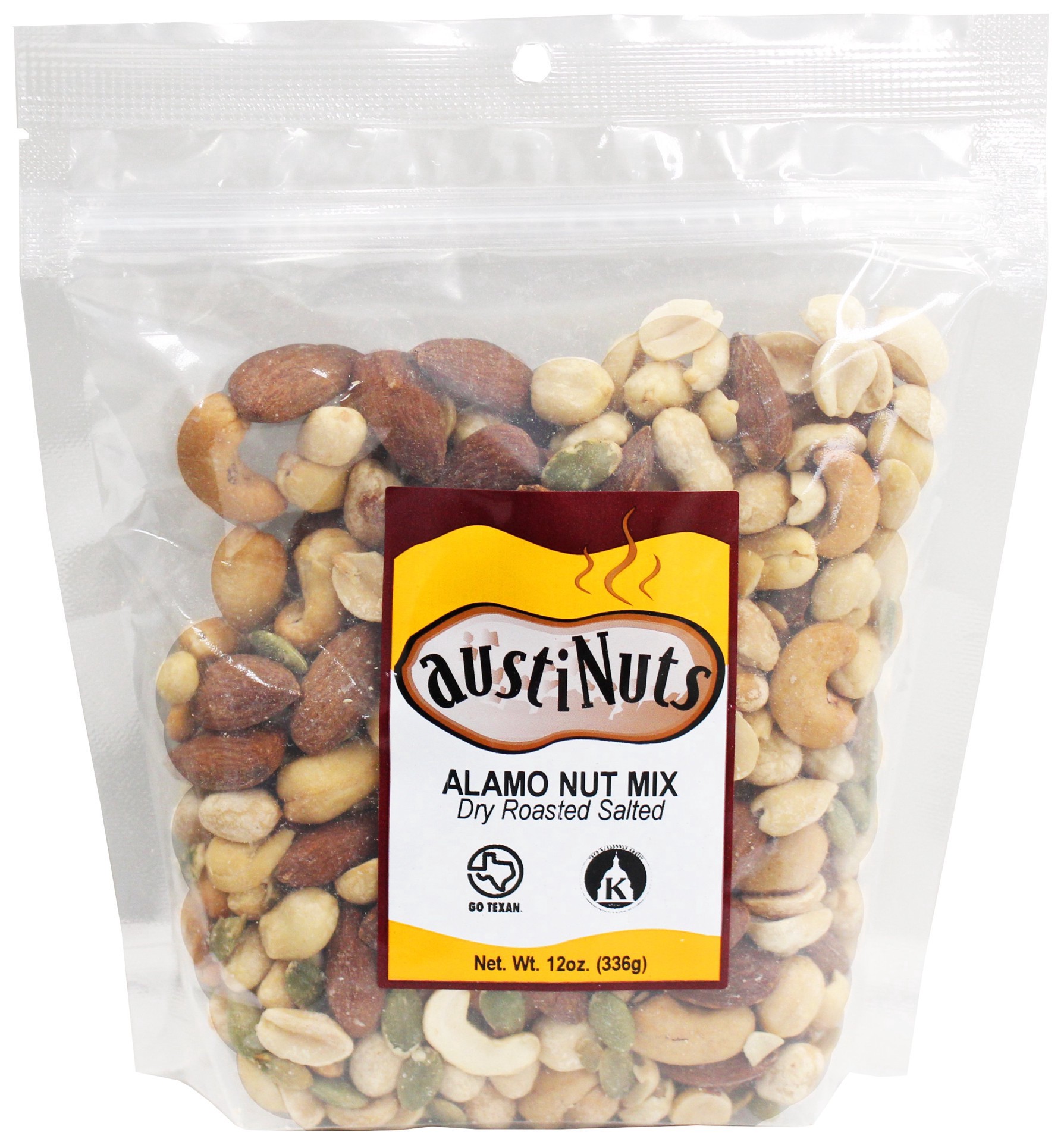 slide 1 of 1, austiNuts Dry Roasted & Salted Alamo Nut Mix, 12 oz