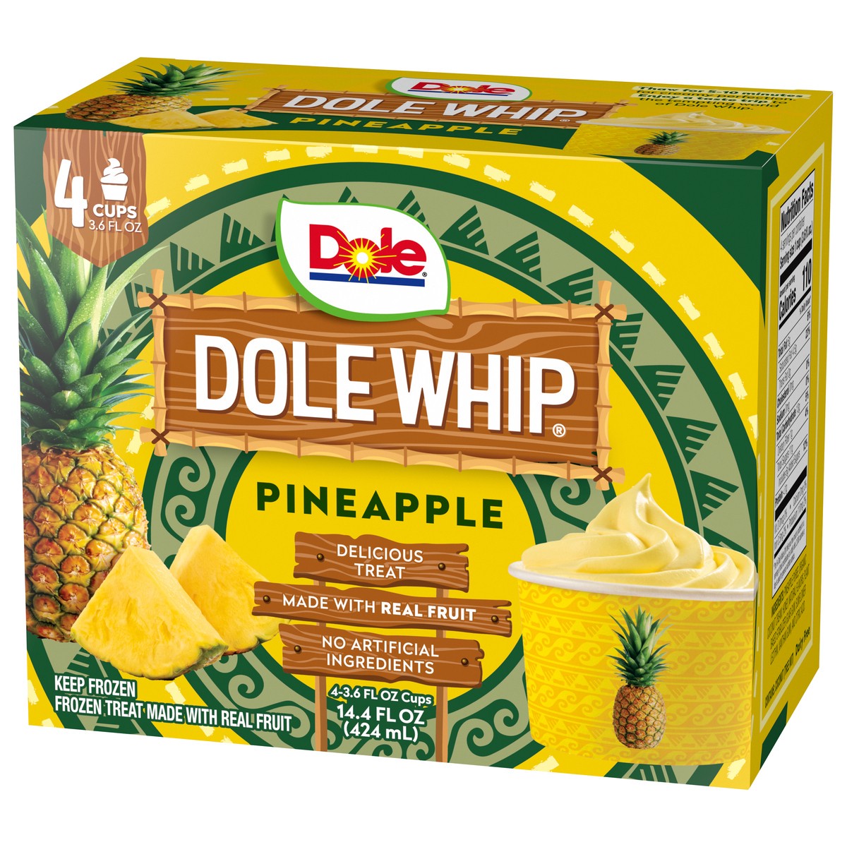 slide 4 of 10, Dole Whip Frozen Treat, Pineapple, 4-3.6 Fl Oz, 4 ct; 3.6 oz